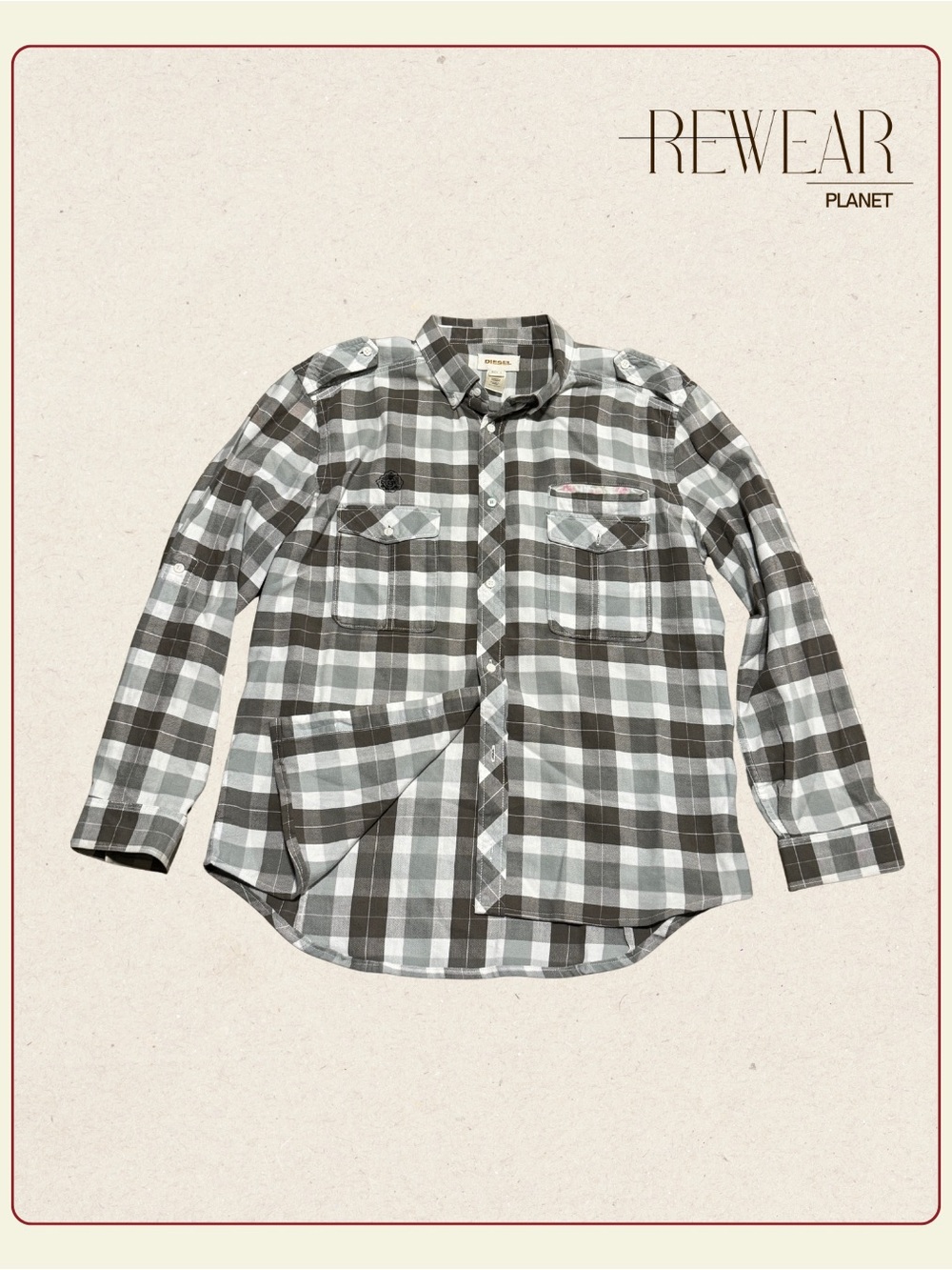 Vintage Diesel long-sleeved check shirt Sz L